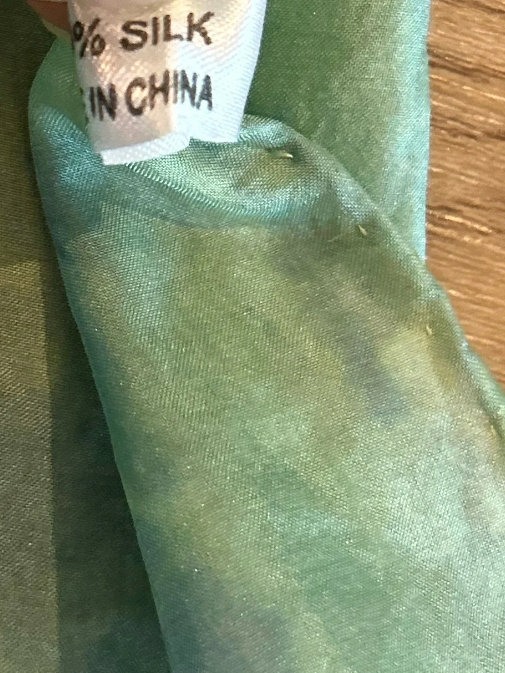 Pure Silk Scarf Shawl Wrap 70x21 Hand Dyed Watercolor Green Blue